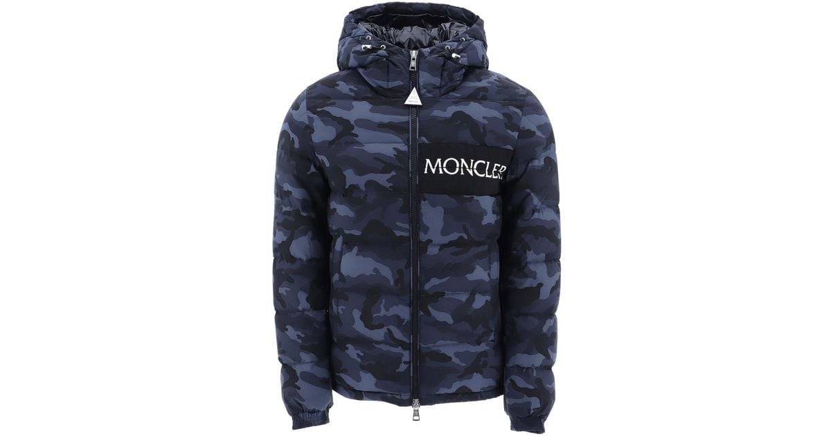 Moncler Synthetic Aiton Camouflage Print Down Jacket in Blue for Men - Lyst