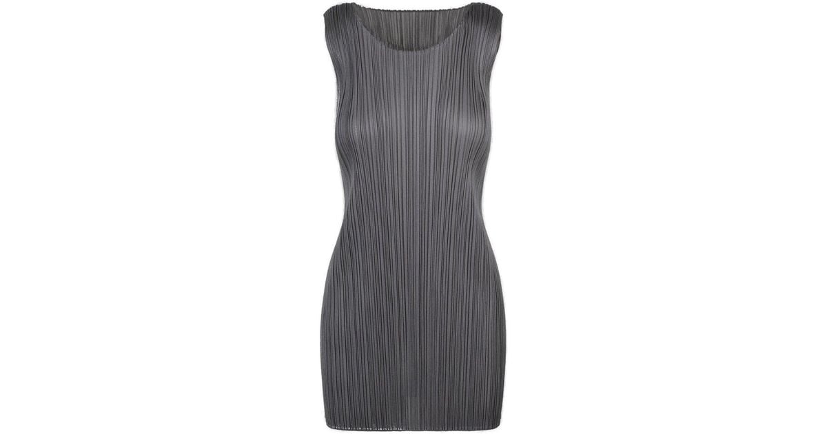 Pleats Please Issey Miyake Pleates Short Dress in Gray | Lyst