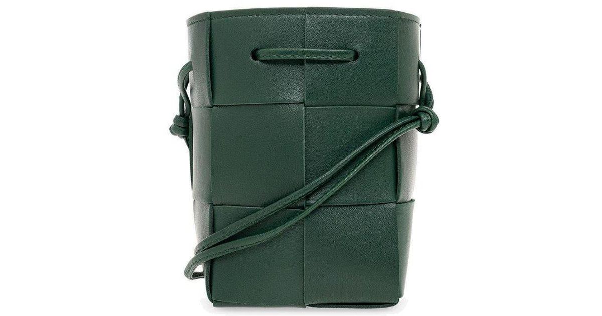 Bottega Veneta Cassette Intreccio Small Parakeet Green Bucket Bag New
