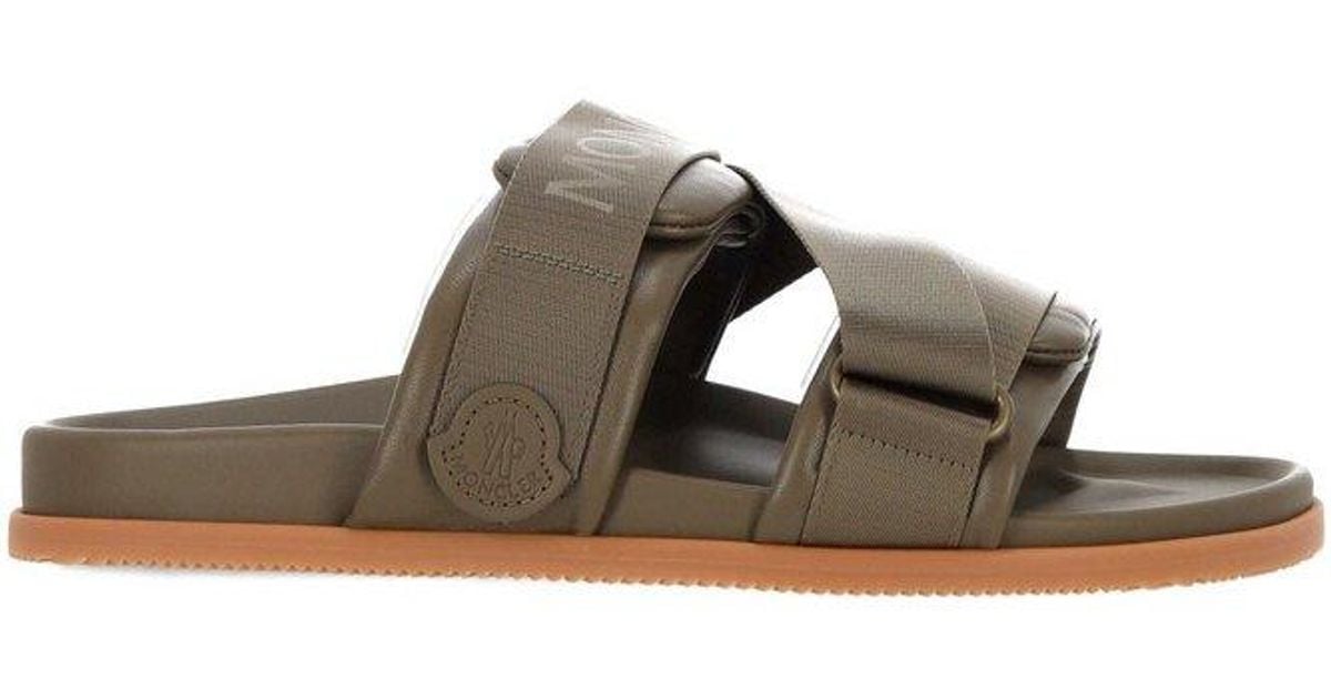 Moncler Mon Summer Sliders in Green for Men | Lyst