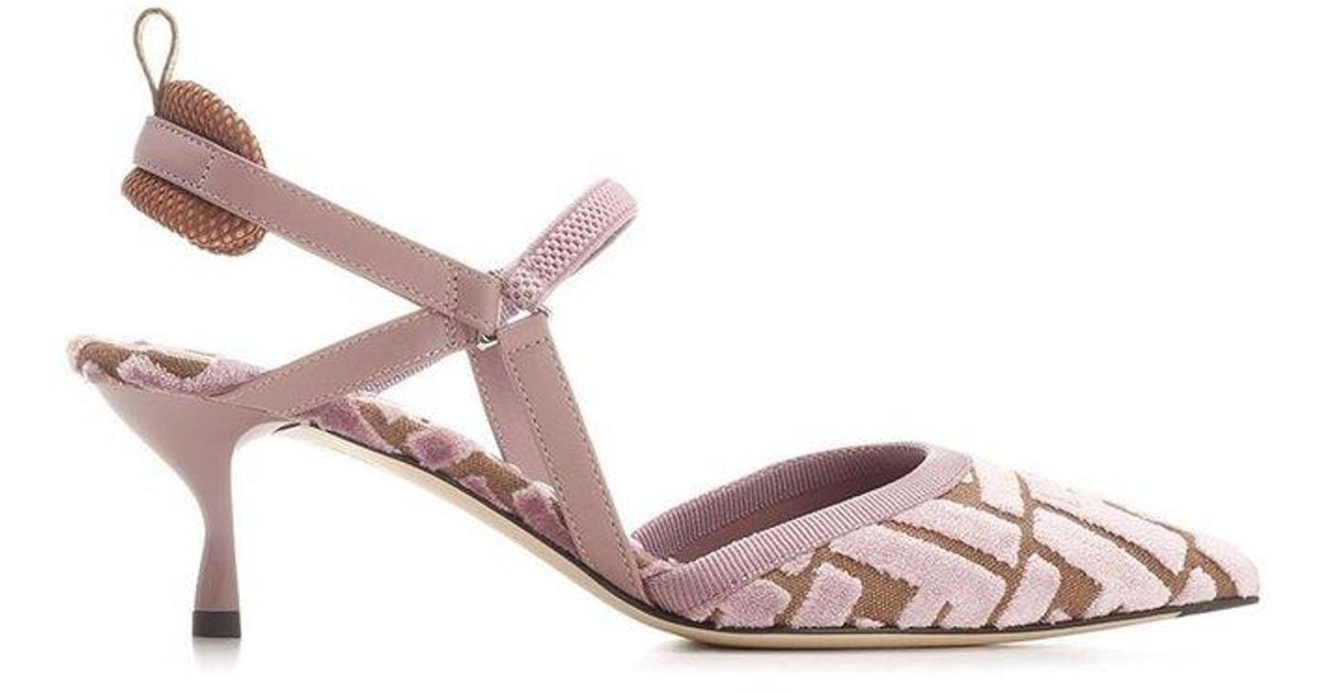 パンプス Fendi Colibri Lite Slingback In Pink Ff Mesh Fendi Ff Colibri Lite Medium Mesh & Leather Slingback Mule