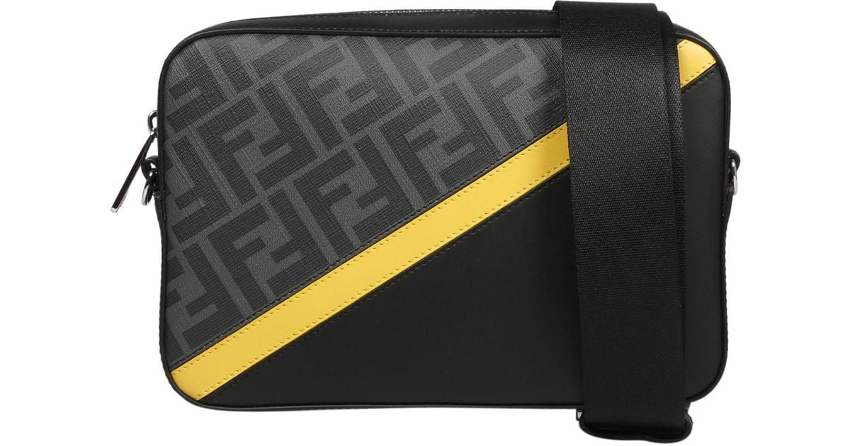 Fendi Cotton Ff Motif Camera Case Crossbody Bag in Black for Men Lyst
