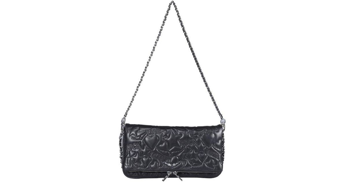 Zadig & Voltaire Leather Logo Plaque Shoulder Bag in Black | Lyst