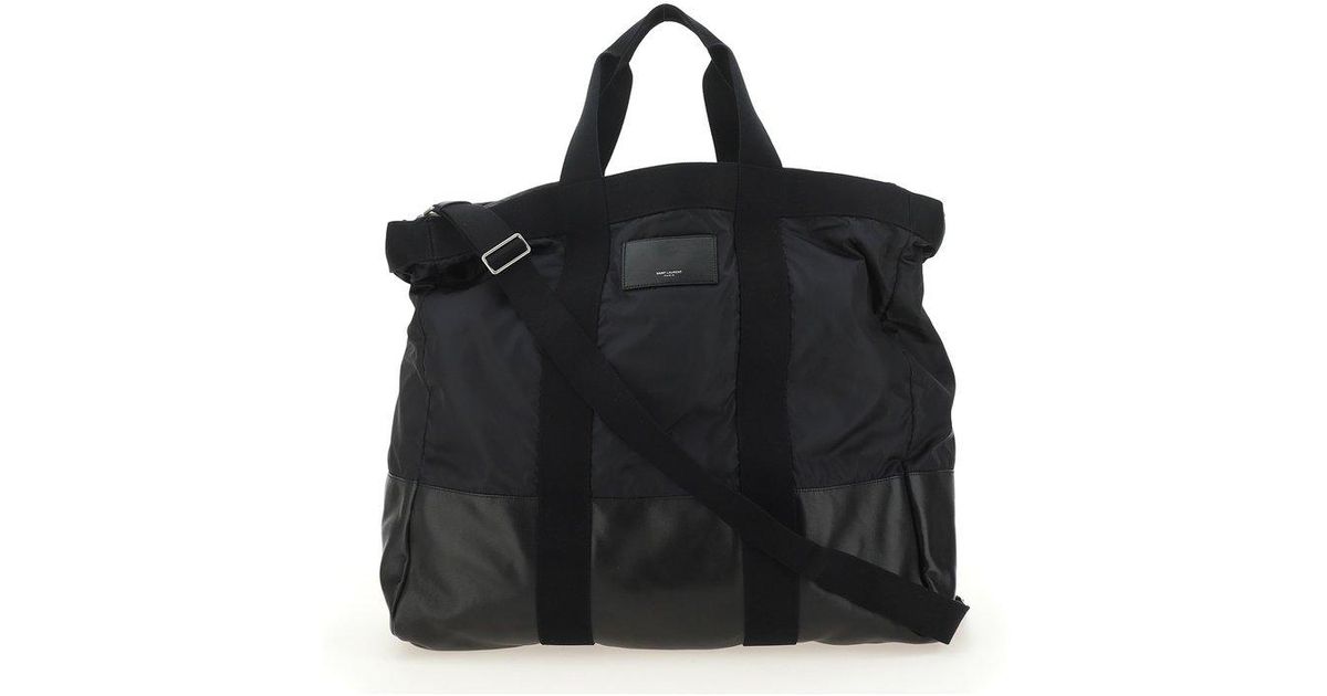 Saint Laurent City Logo Patch Tote Bag in Black for Men | Lyst