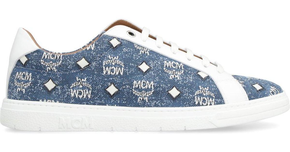 MCM Denim Low-top Sneakers in Black | Lyst