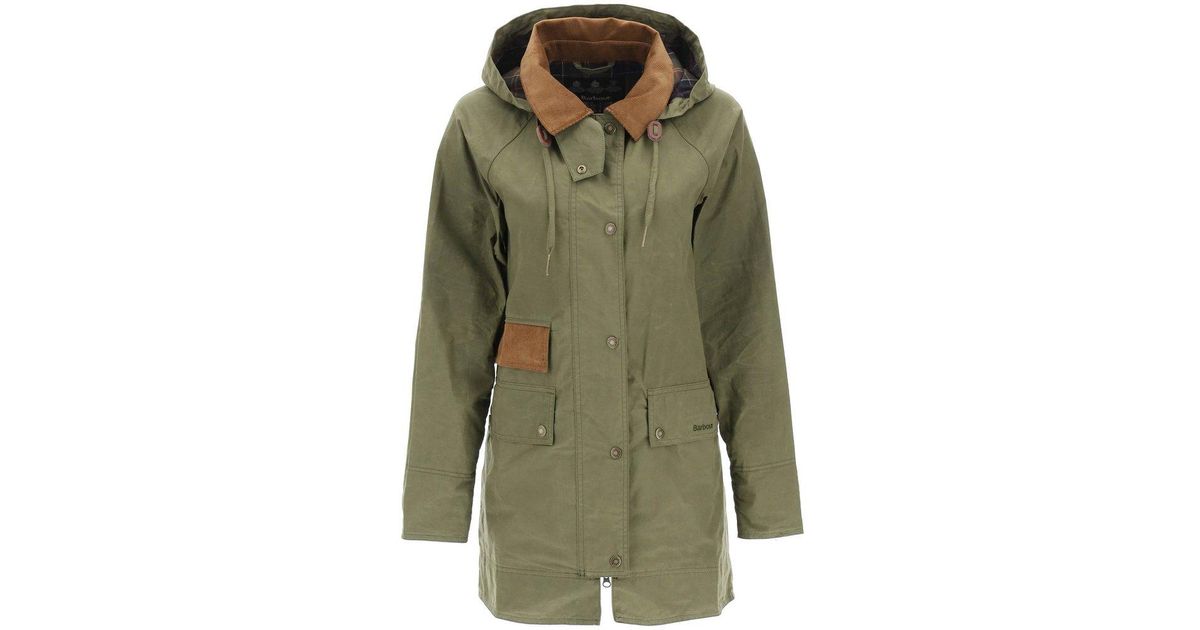 Barbour Drawstring Hooded Coat in Green | Lyst