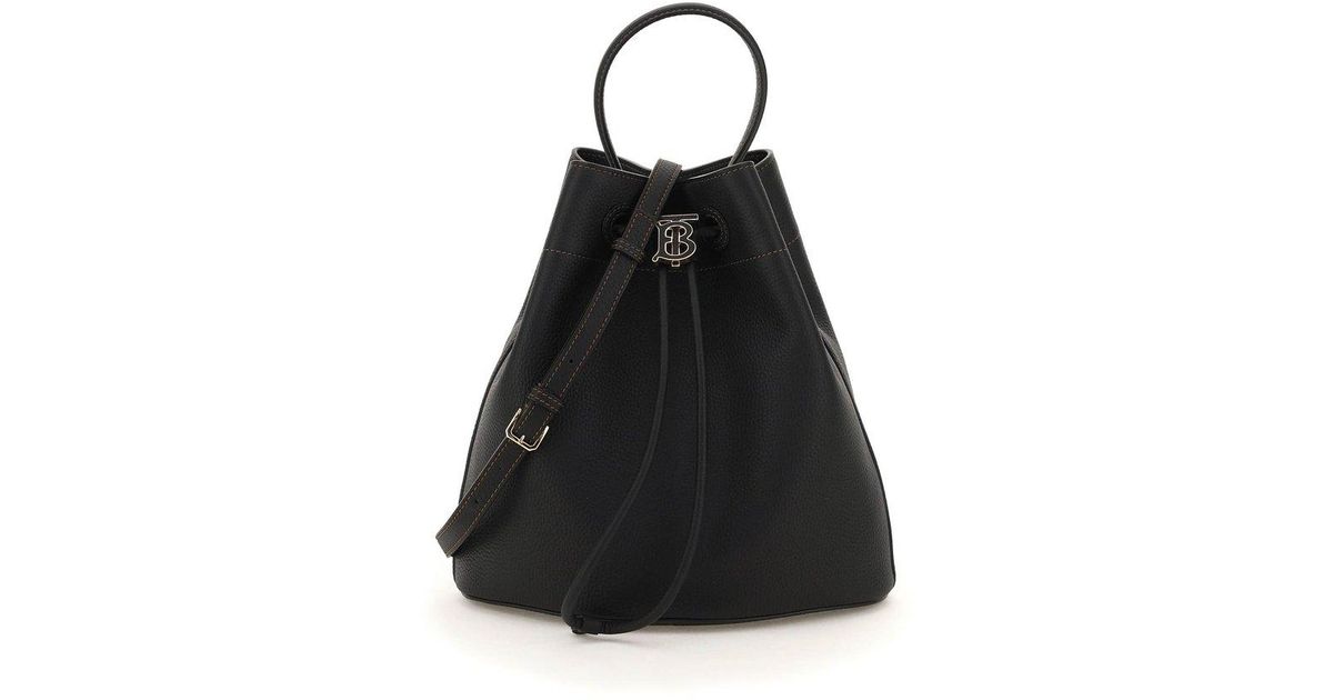 Burberry Leather Small Tb Bucket Bag in Black | Lyst Canada