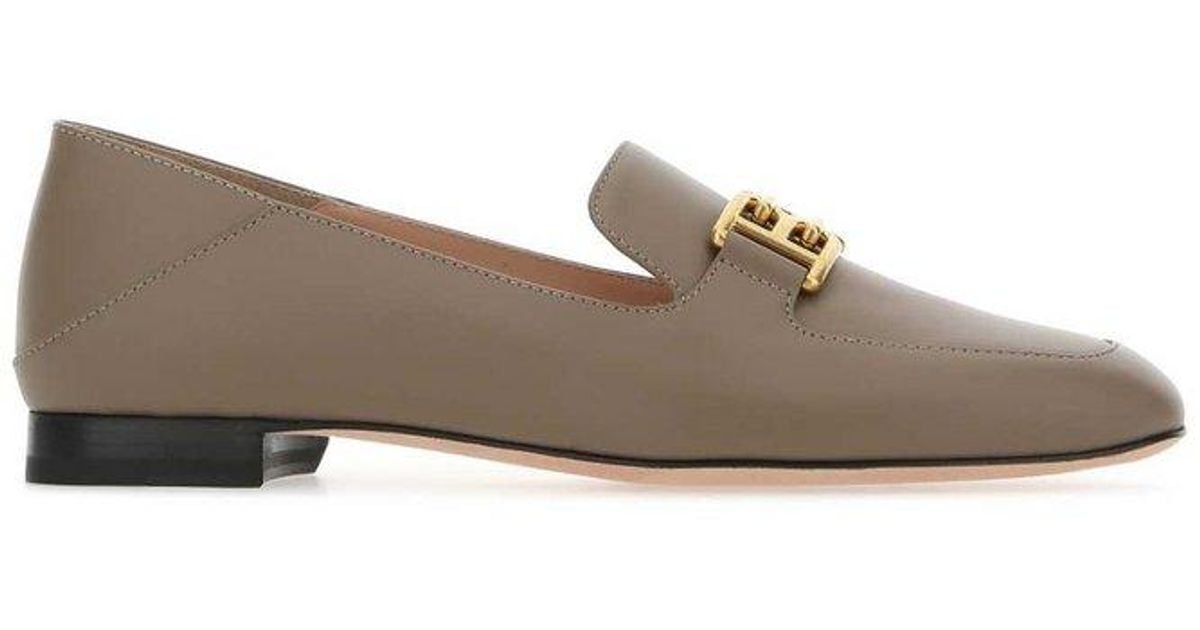 Bally Ellah B Logo Plaque Square-toe Loafers in Green | Lyst