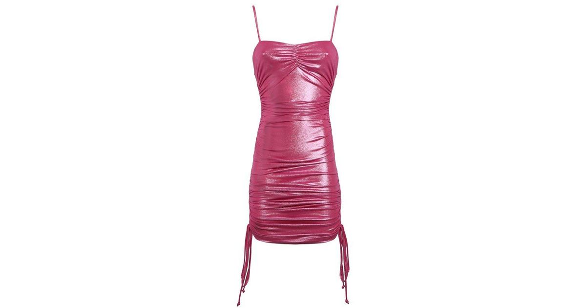 Chiara Ferragni Metallic-finish Spaghetti Strap Dress in Pink | Lyst