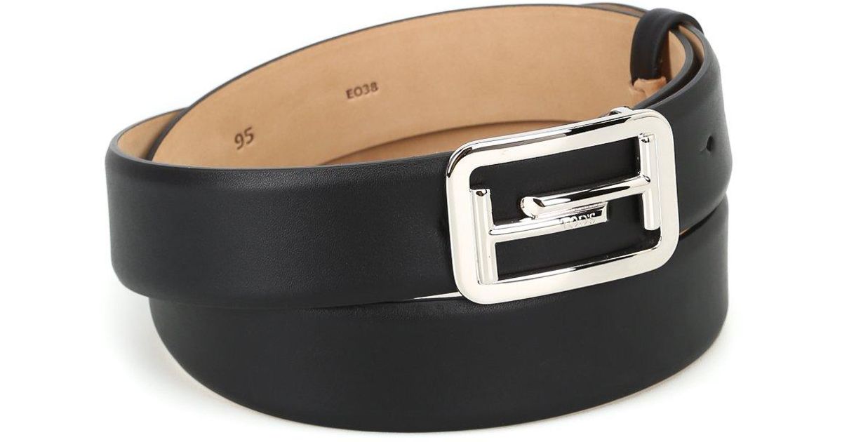 Tod's Leather Double T Buckle Belt in Black for Men - Lyst
