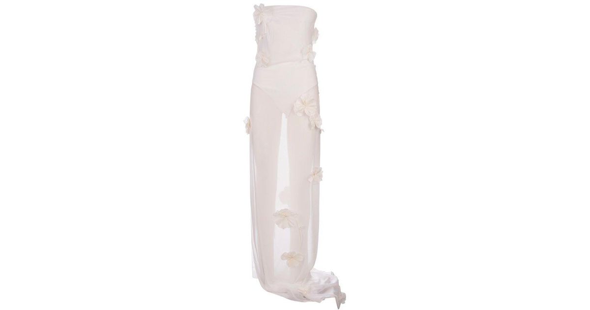 Jacquemus Floral Embroidered Asymmetrical Maxi Dress in