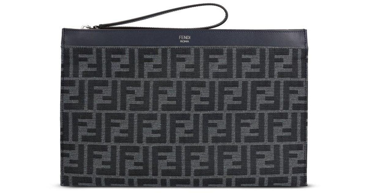 ★送料関税込み★ FENDI Pouch Beauty Medium FF Jacquard FF Jacquard Flat Pouch Medium Fabric Brown | Fendi