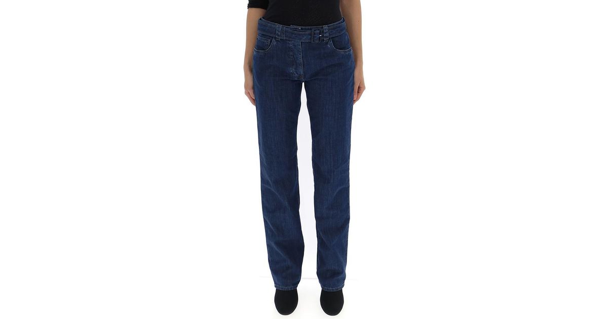 Prada Denim Belted Straight Jeans in Blue - Lyst