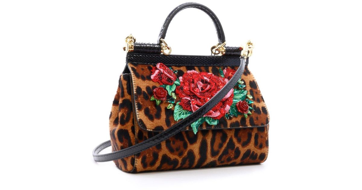 Dolce & Gabbana Rose Embroidered Leopard Print Tote Bag | Lyst