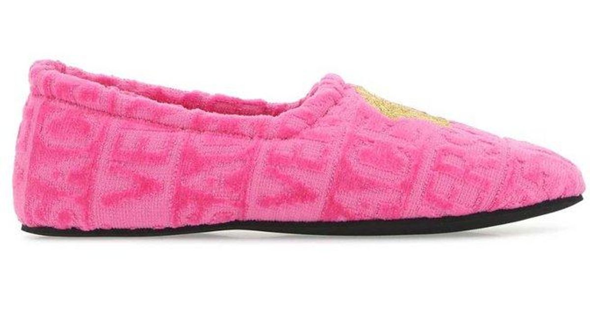 Versace Logo Monogram Medusa Detailed Slippers in Pink | Lyst