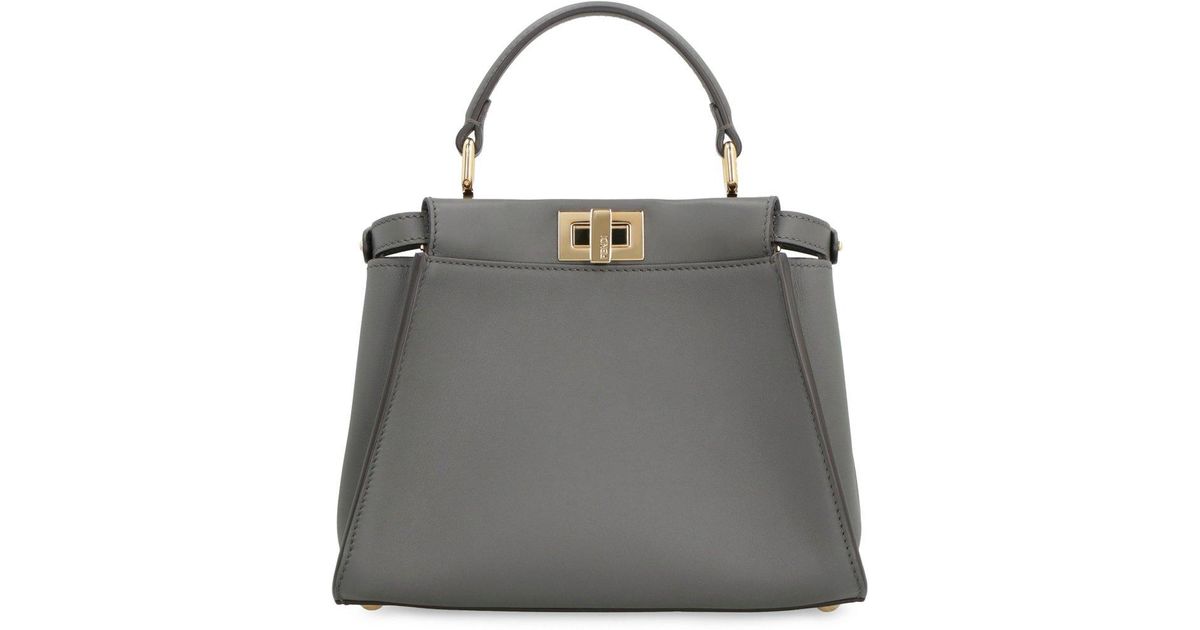 Fendi Peekaboo Mini Shoulder Bag in Gray | Lyst