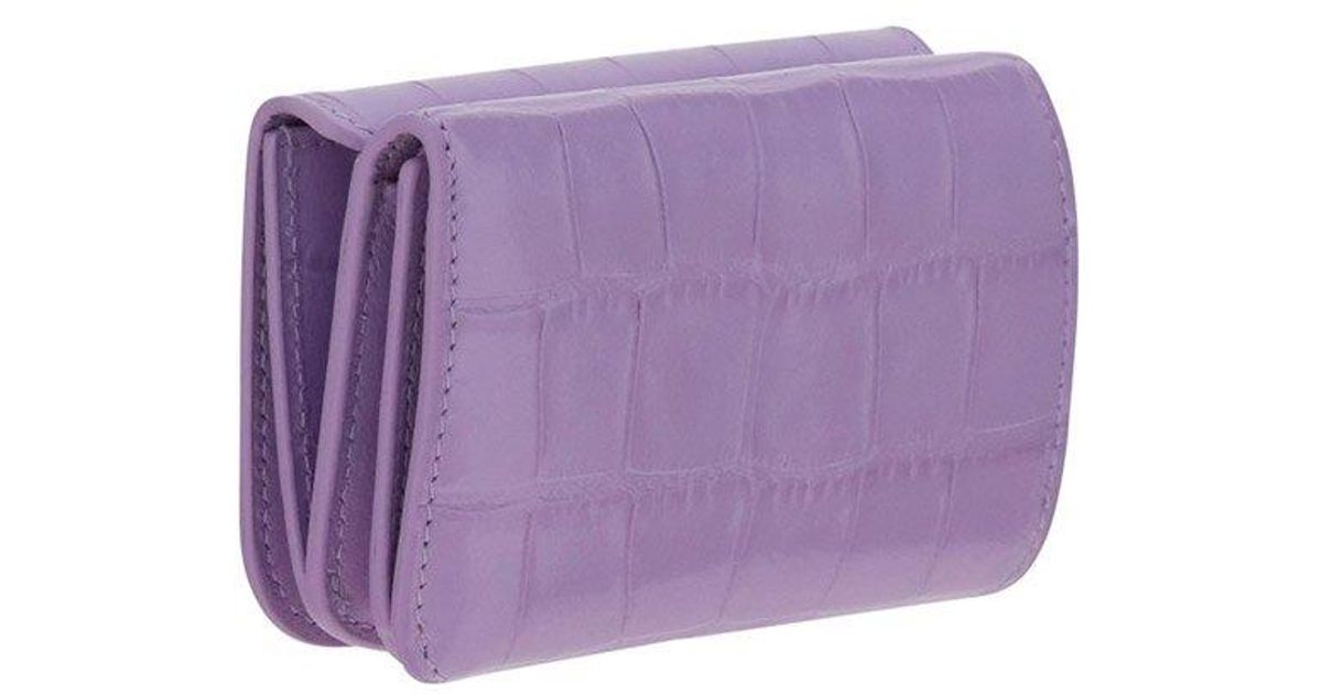 Balenciaga Cash Embossed Mini Wallet in Purple | Lyst