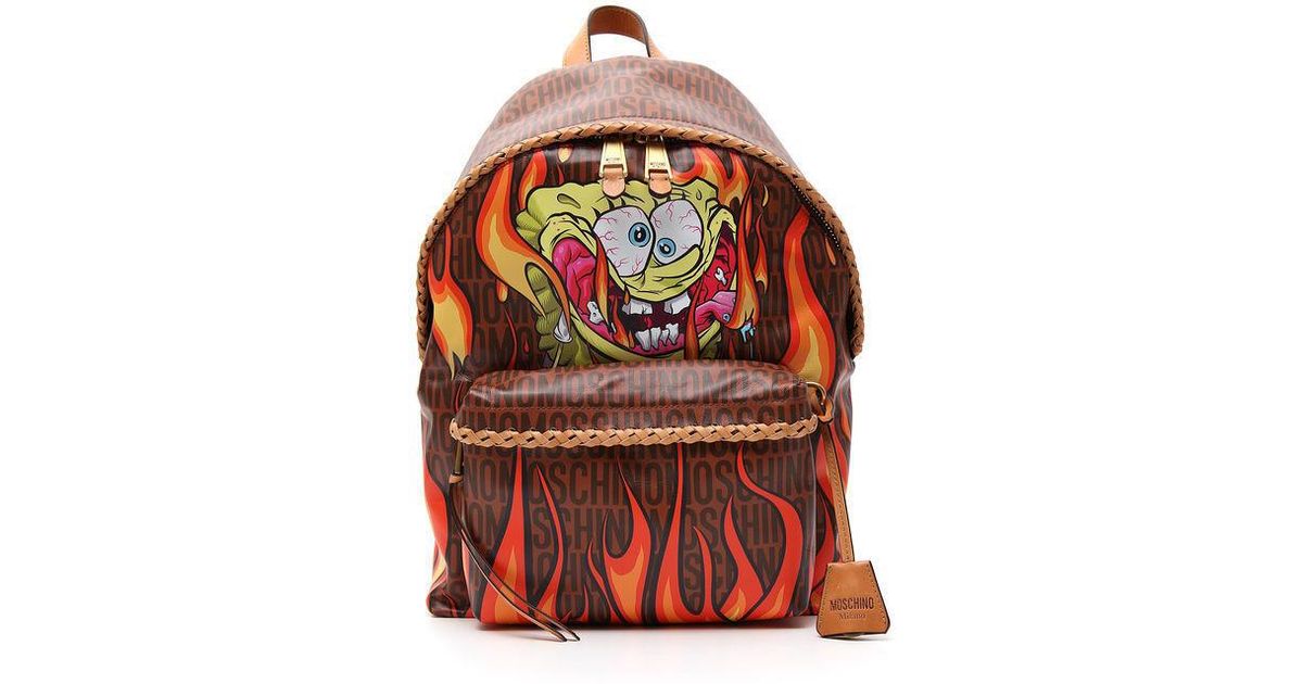 Moschino Leather Spongebob Backpack in 