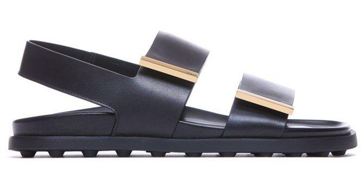 【送料&関税込】Tod's Logo Engraved Slip-on Sandals Tod'S Logo Engraved Slip-On Sandals In Black - 54% Off