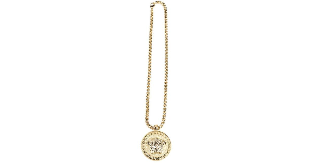 Versace Two Tone Medusa Pendant Necklace