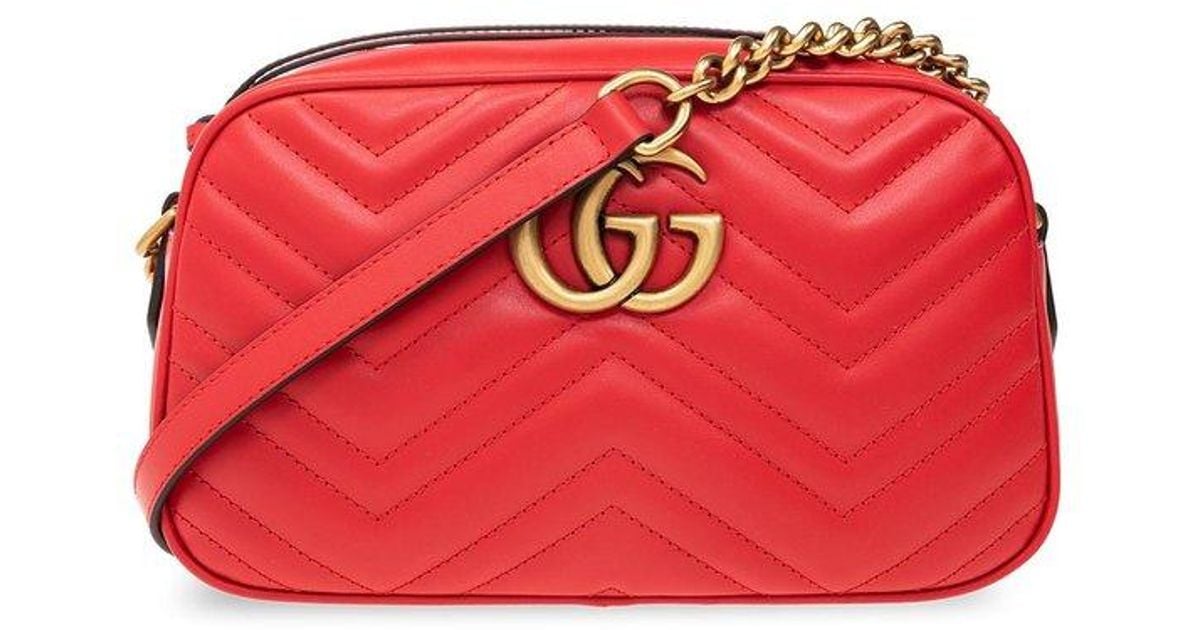 Gucci 'GG Marmont Small' Shoulder Bag in Red Lyst