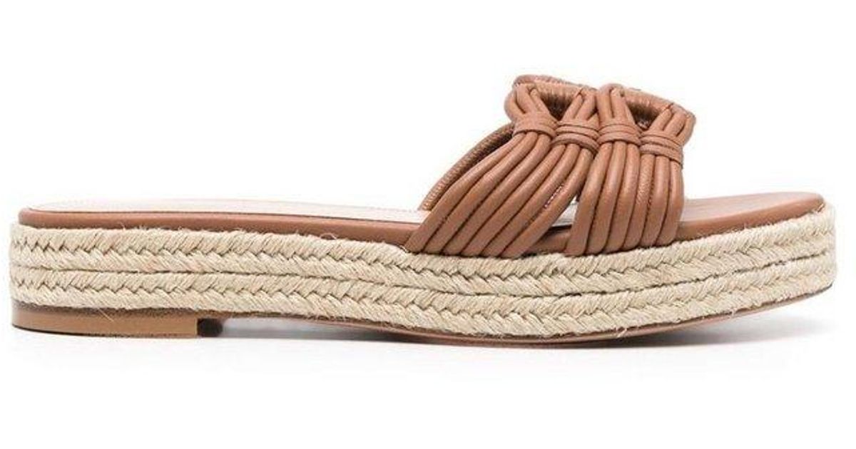 Aquazzura Leather X Raquel Diniz Woven Sandals in Brown | Lyst
