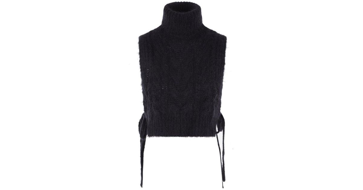 Cecilie Bahnsen High Neck Knitted Vest in Black | Lyst