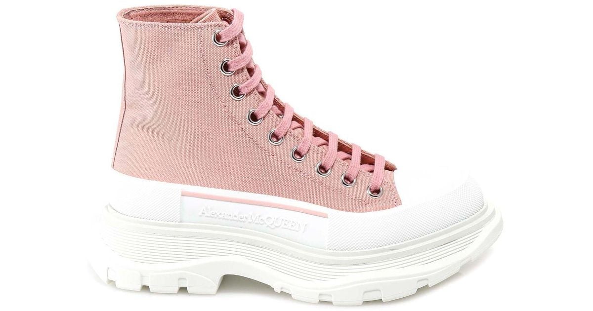 Alexander McQueen Synthetic Tread Slick High-top Sneakers in Pink