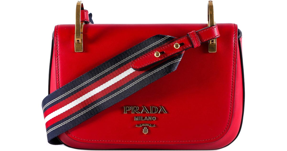 Prada Striped Strap Shoulder Bag in Red | Lyst