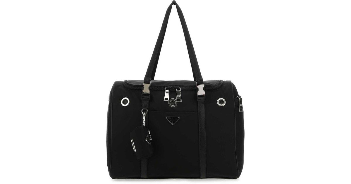 Prada Logo Plaque Zipped Pet Bag in Black Lyst
