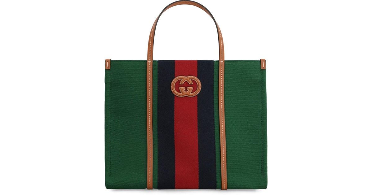 White GG-logo large Web Stripe canvas tote bag, Gucci