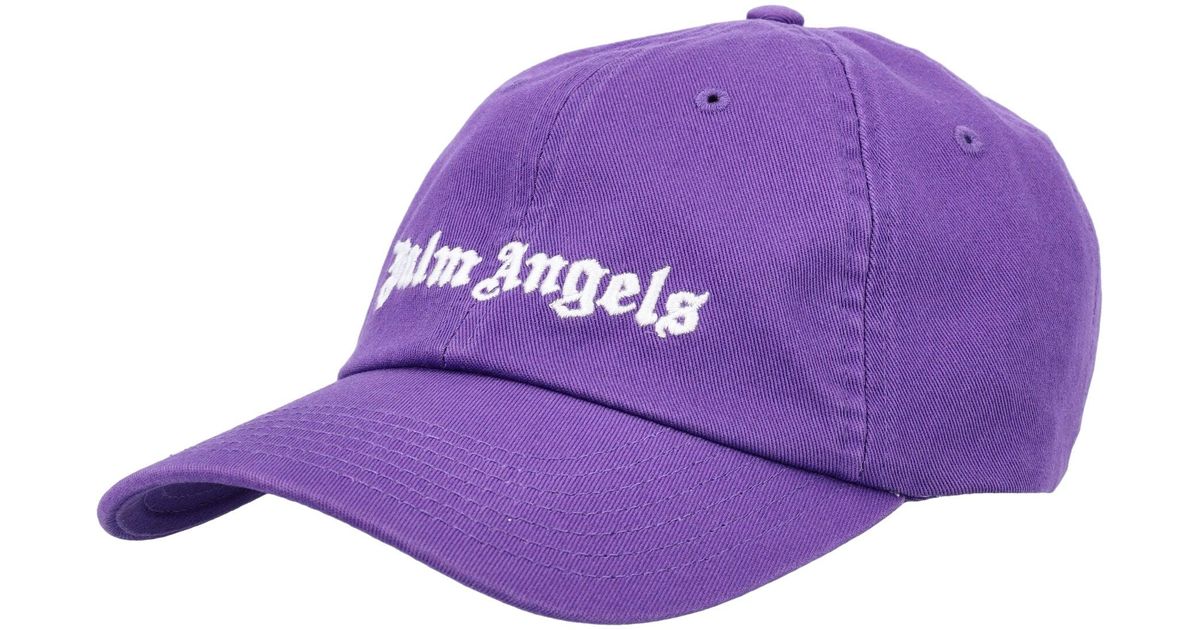 Palm Angels Cotton Classic Logo Embroidered Baseball Cap in Purple for ...