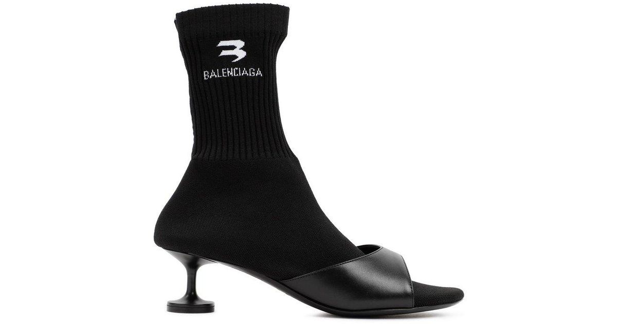 Balenciaga Logo Intarsia Sock Boots in Black | Lyst