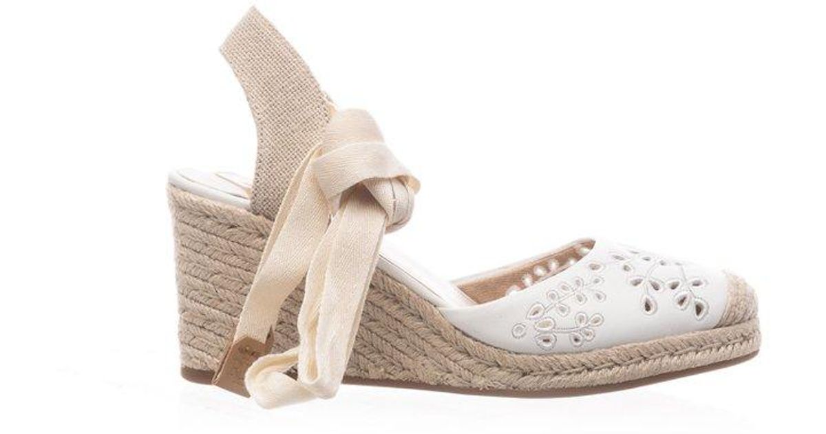 Polo Ralph Lauren Perforated Detail Wedge Sandals in White | Lyst