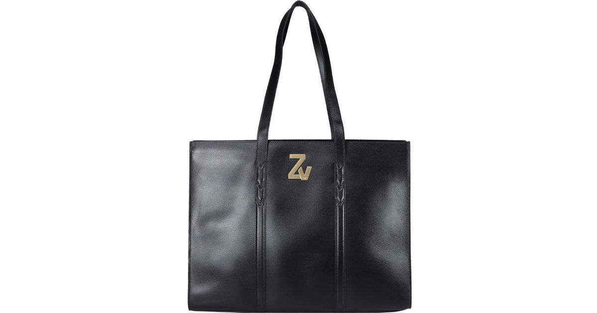 Zadig & Voltaire Logo Plaque Top Handle Tote Bag in Black | Lyst UK