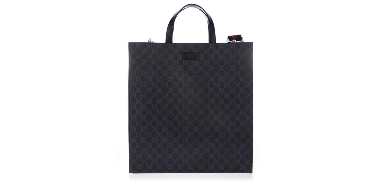 Gucci Leather GG Monogram Print Tote Bag in Black for Men - Lyst
