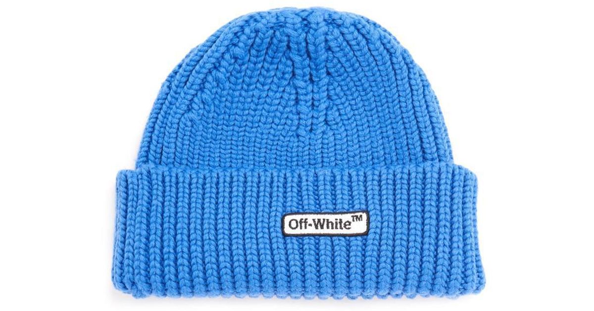 Off-White c/o Virgil Abloh Patch Beanie in Blue for Men