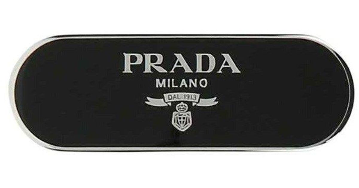 Prada Logo Detailed Hair Clip in Black Lyst