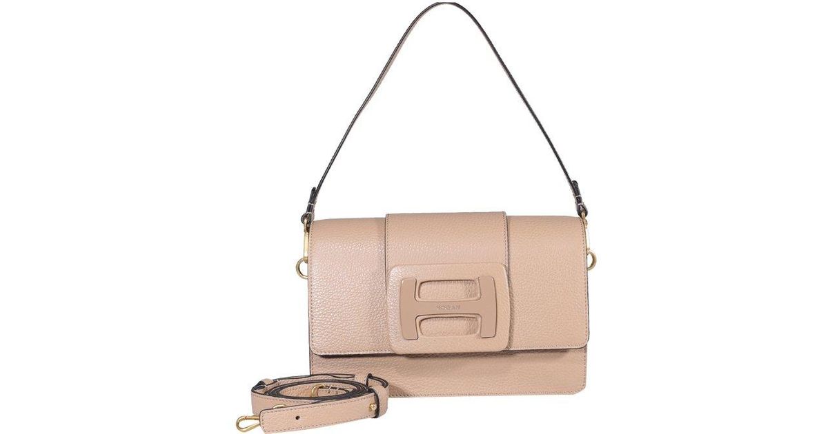 Hogan Leather Hbag Logo Plaque Crossbody Bag in Pink Lyst