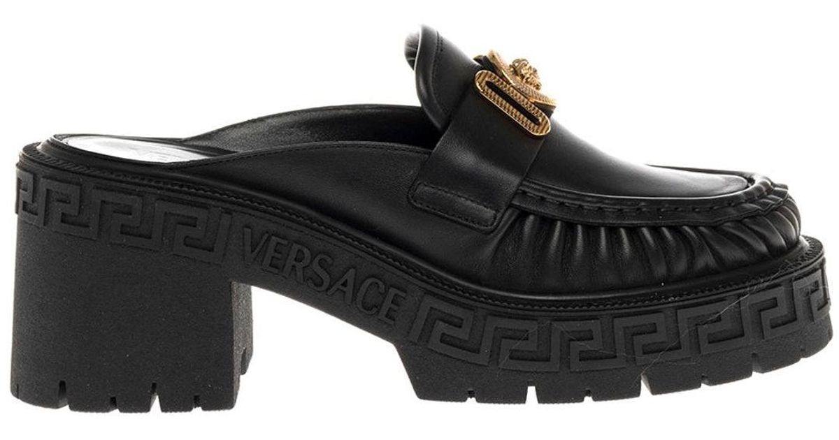 Versace Leather Medusa Biggie Loafers in Black - Lyst