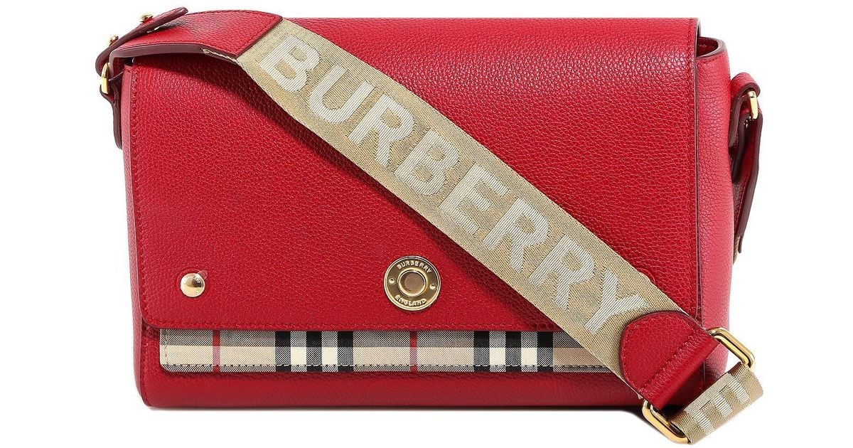 Burberry Vintage Check Note Crossbody Bag in Red | Lyst