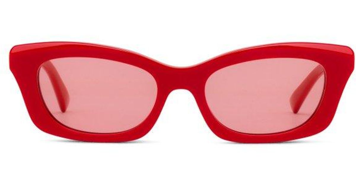 Alexander McQueen Rectangular Frame Sunglasses in Red Lyst UK
