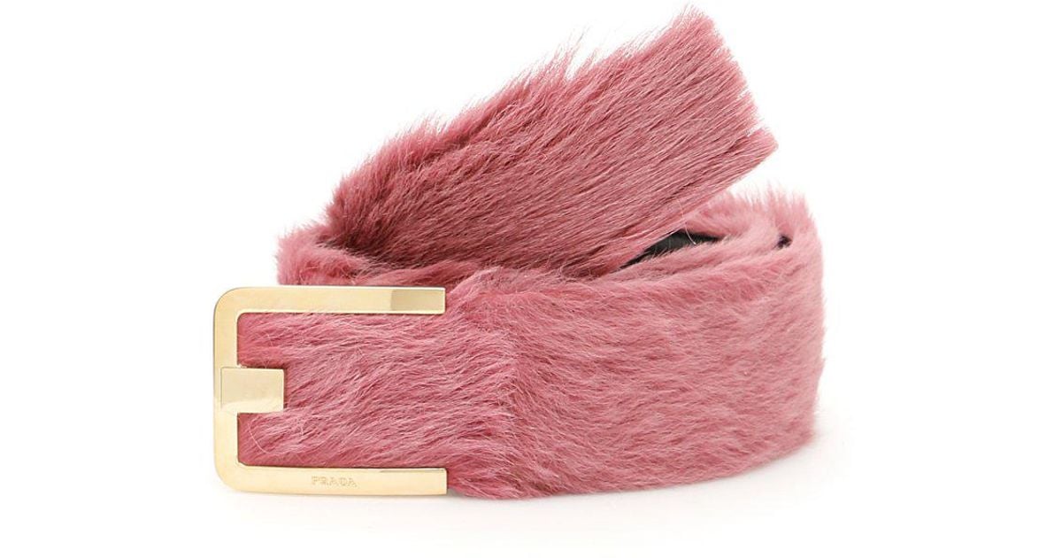 Prada Fur Belt in Pink - Lyst