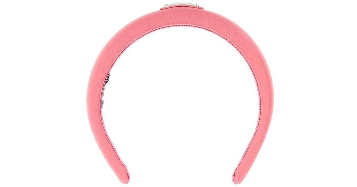 Prada Logo-plaque Padded Designed Headband in Pink | Lyst UK