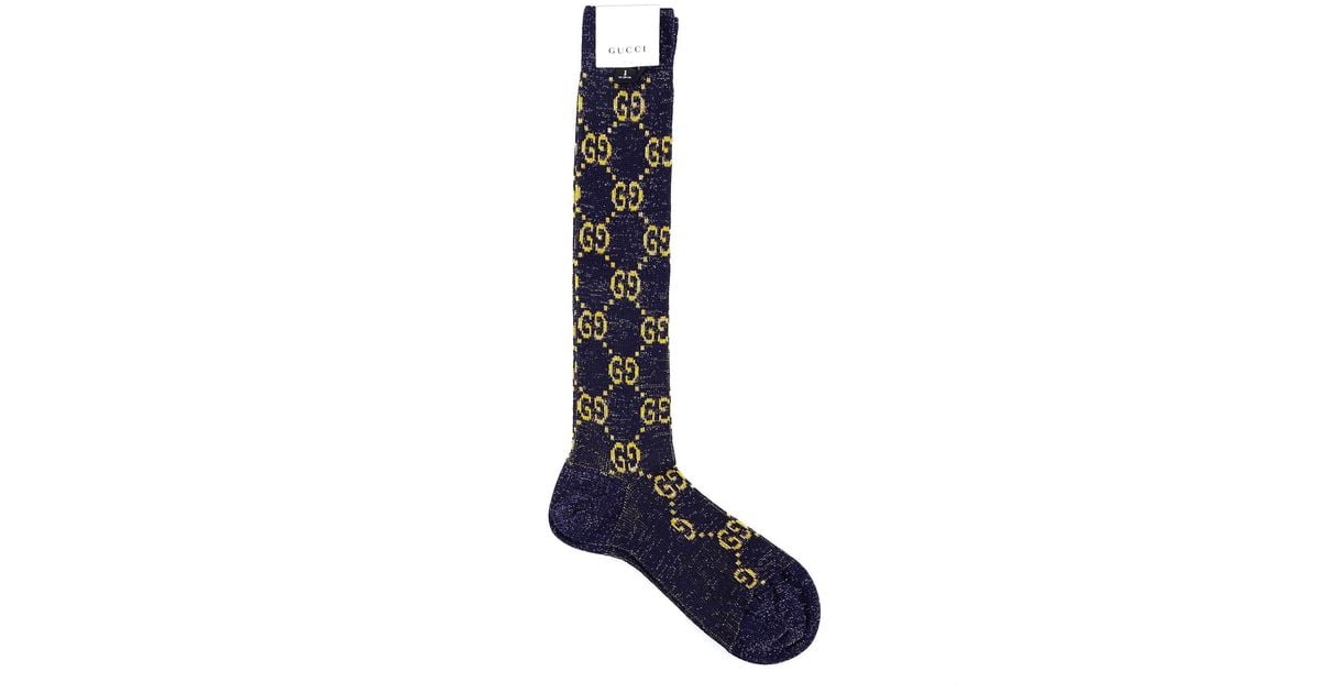 Gucci Cotton Monogram Socks in Blue Lyst