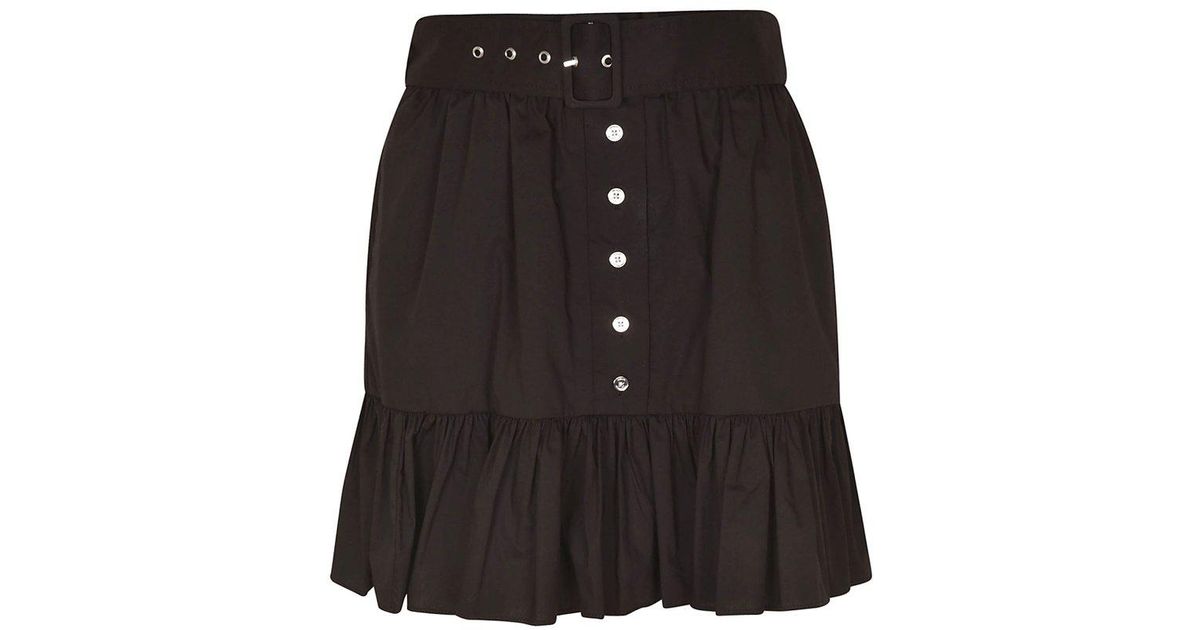 MICHAEL Michael Kors Belted Ruffled Mini Skirt in Black | Lyst UK
