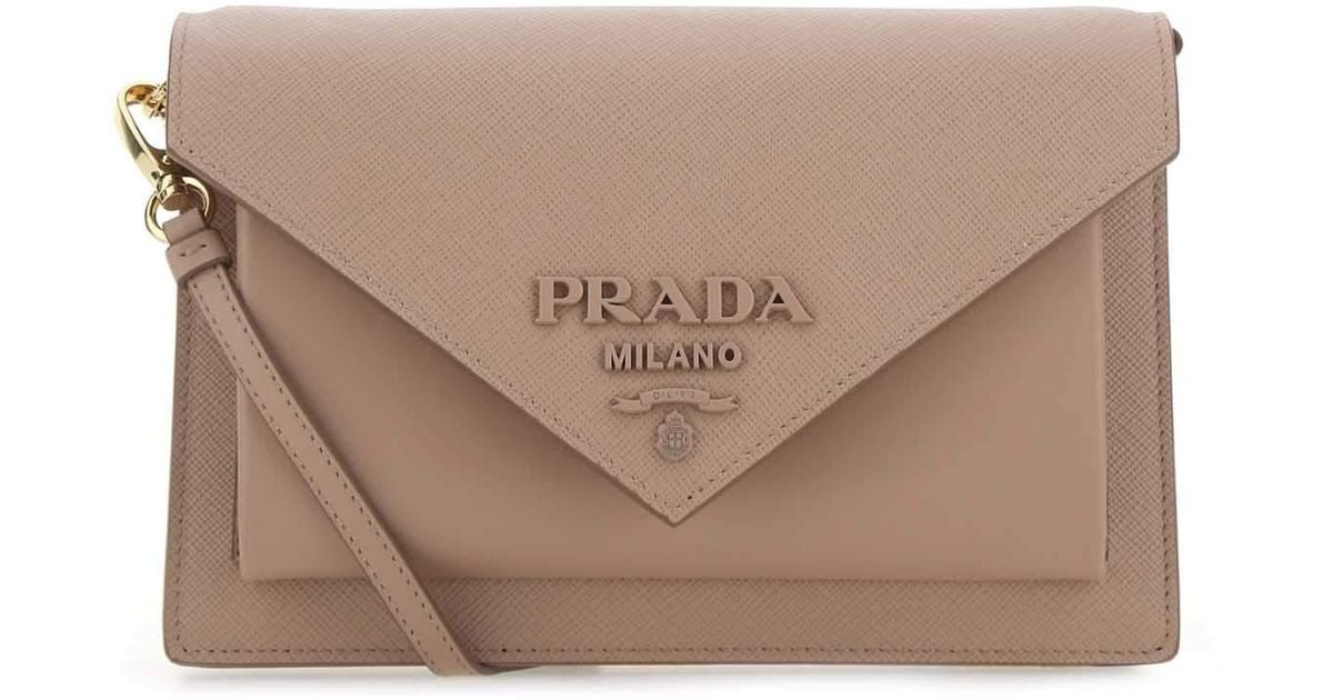 Prada Logo Envelope Crossbody Bag in Natural | Lyst