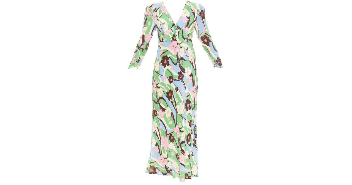 Silk Selma V-neck Floral Printed Dress 