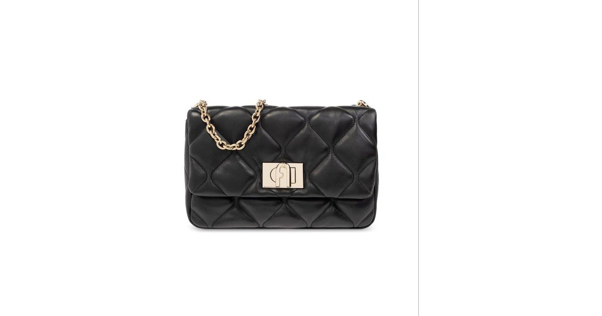 Furla '1927' Quilted Shoulder Bag in Black Lyst