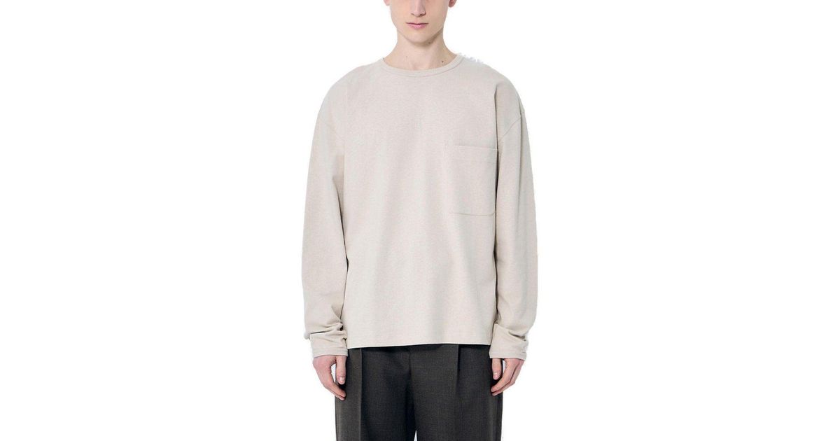 【送料&関税込】Lemaire Long-sleeved Crewneck T-shirt LEMAIRE crew-neck long-sleeve T-shirt | Grey | FARFETCH